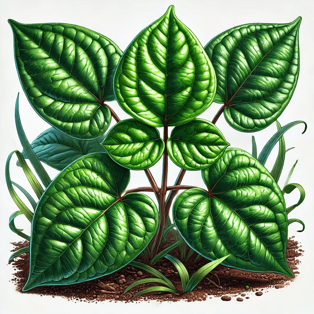 A highly detailed illustration of a poison ivy plant, showcasing three glossy green leaflets with distinct veins, commonly recognized for causing skin irritation upon contact