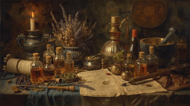 illustration of poisons and herbal medicine used in early civilizations