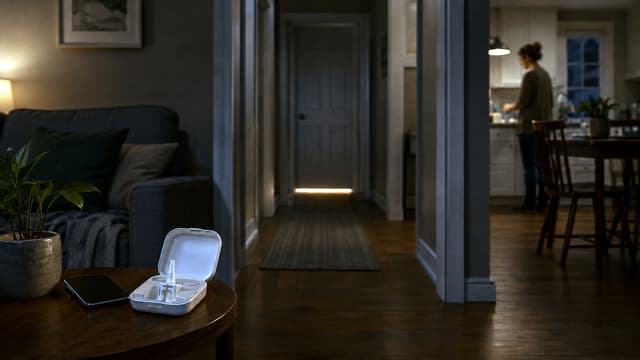A quiet apartment with an unanswered phone, naloxone kit, and closed interior door shows how isolation can delay recognition and treatment of an overdose.