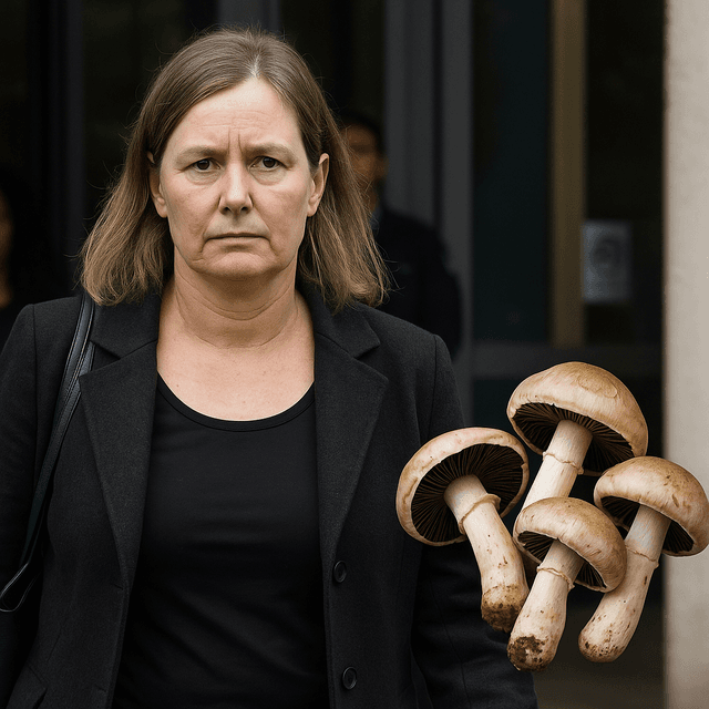 Erin Patterson leaving Australian courthouse after conviction in fatal mushroom poisoning case involving beef Wellington and three family deaths in Leongatha